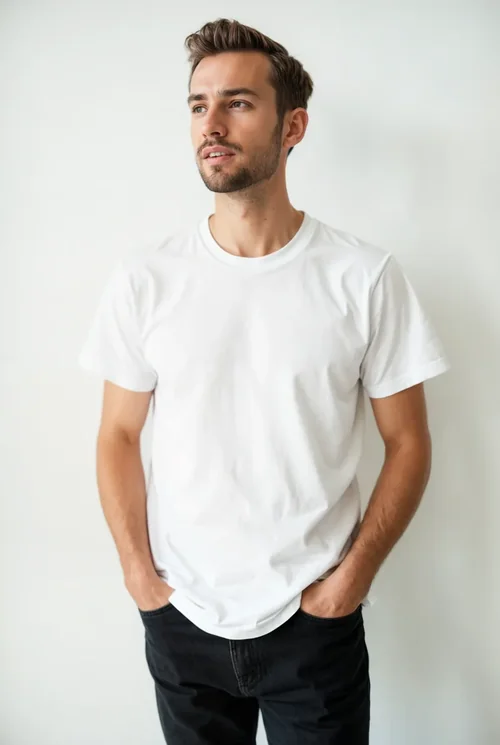 Casual Mockup of a T-Shirt: Minimalist Style Portrait