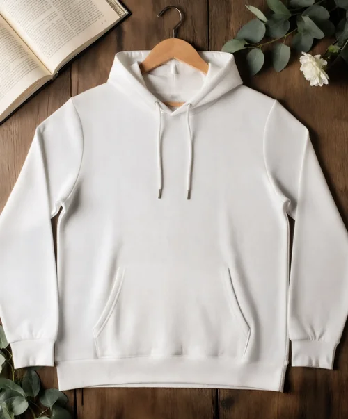 Stylish Mockup of a Cozy White Hoodie