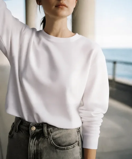 Elegant Mockup of a Woman in a Stylish Sweatshirt