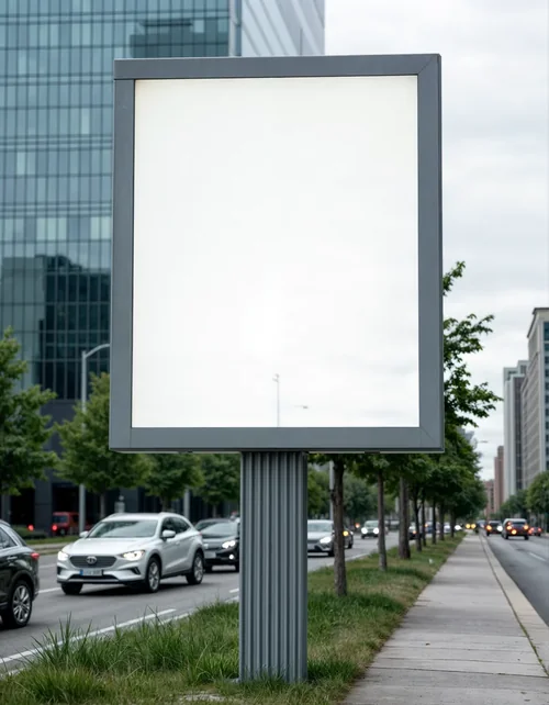 Urban Billboard Mockup: Modern City Street Scene