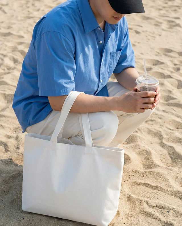 Relaxing Mockup of a Tote Bag on the Beach