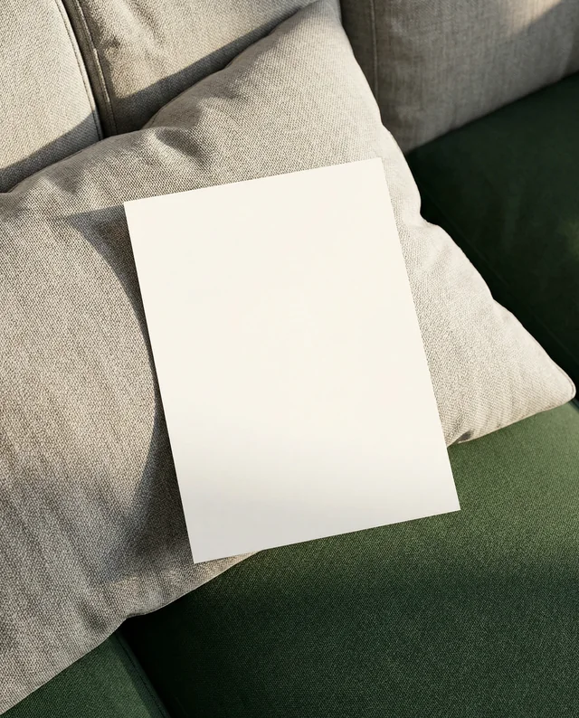 Cozy Living Room Mockup with Flyer on Textured Pillows