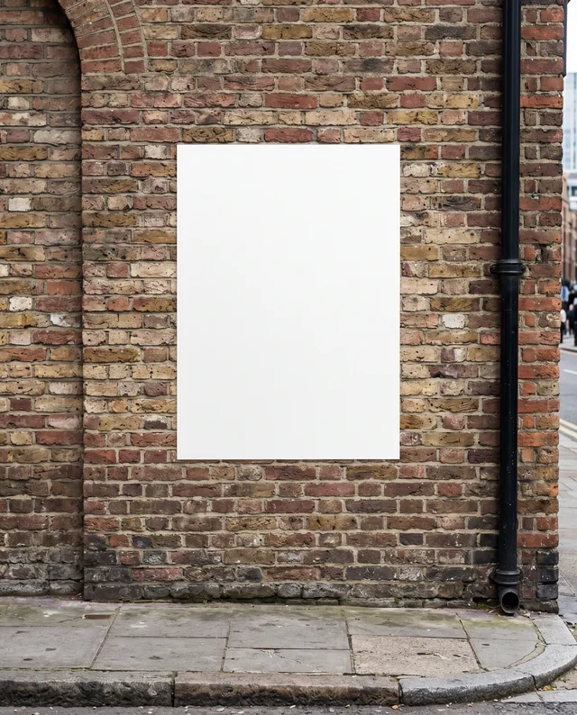 Urban Poster Mockup on Textured Brick Wall Background