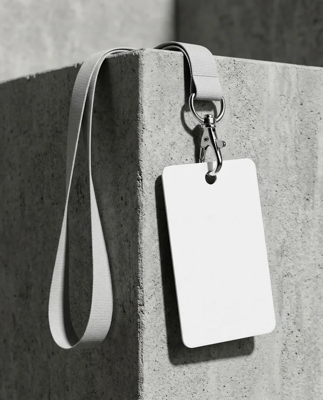 Minimalist Mockup of a Blank ID Card with Lanyard