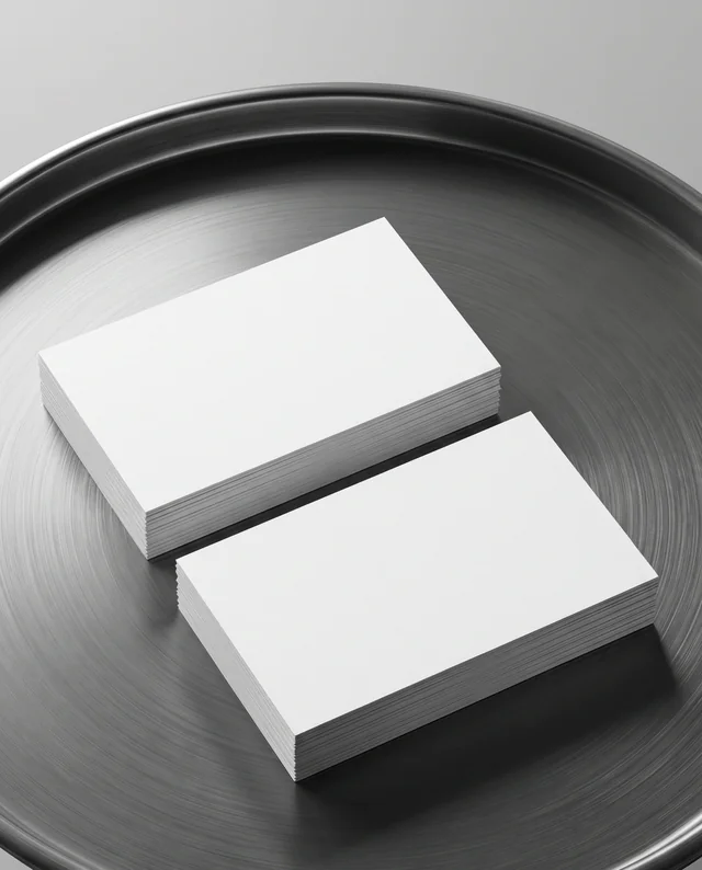 Elegant Business Card Mockup on Reflective Black Tray