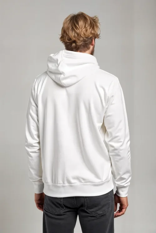 Stylish White Hoodie Mockup with Soft Gray Background