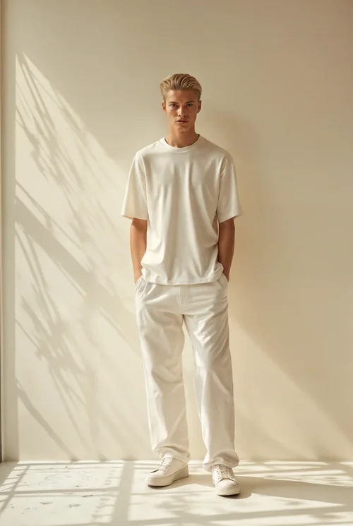 Stylish Mockup of T-Shirt in Minimalist Fashion Scene