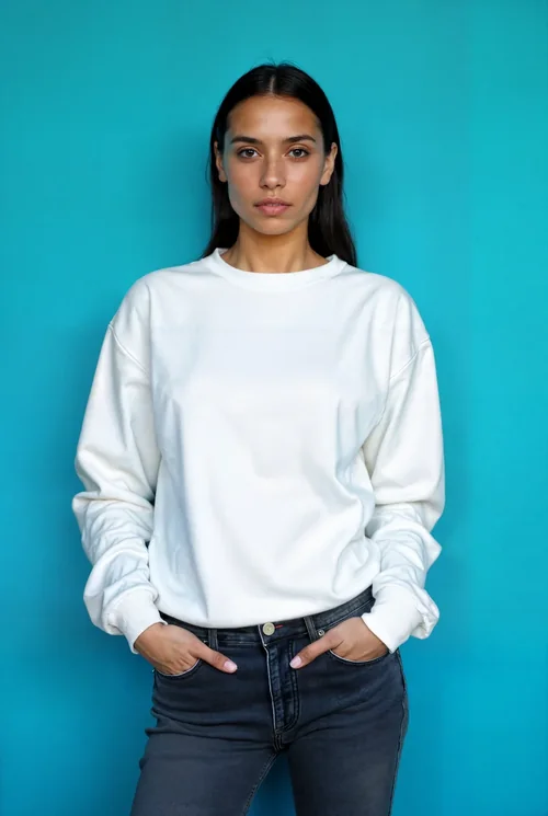 Stylish Mockup of a Confident Woman in Sweatshirt