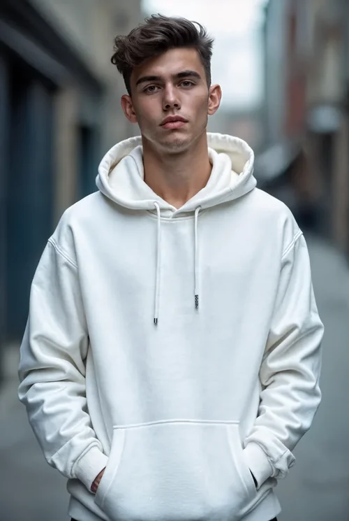 Urban Hoodie Mockup with Soft Colors and Blurred Background