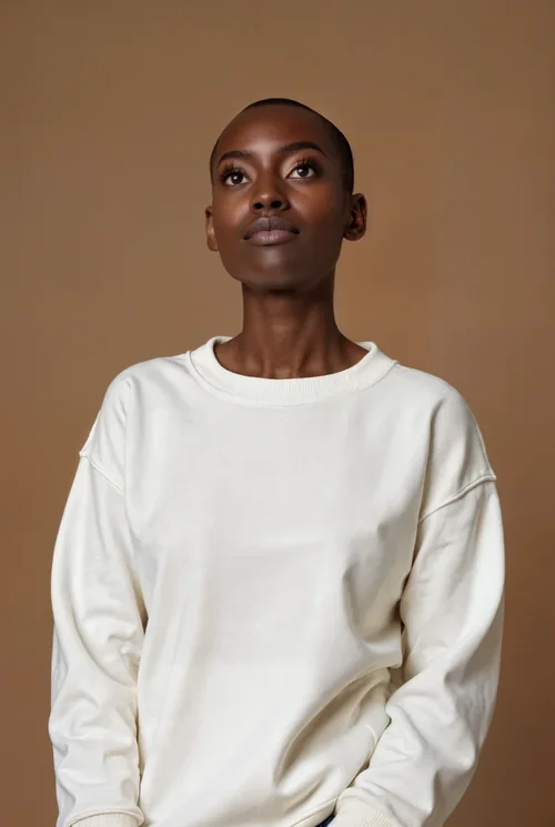 Elegant Sweatshirt Mockup of Confident Young Woman