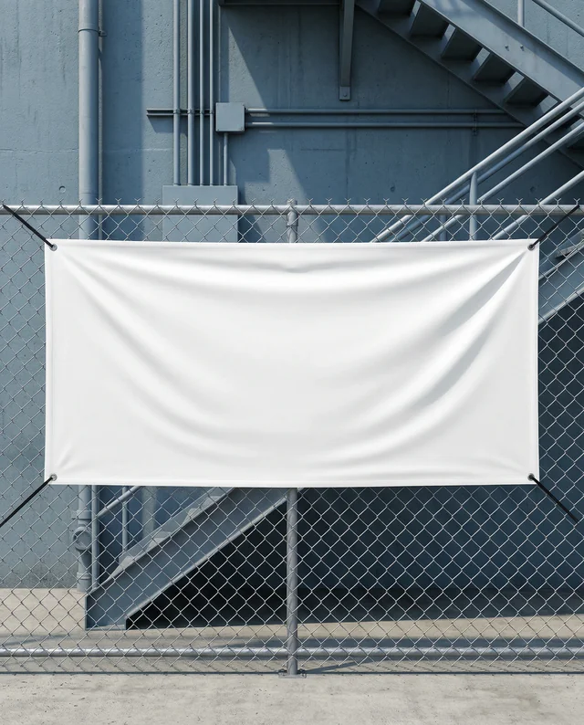 Industrial Mockup of a Banner on a Chain-Link Fence