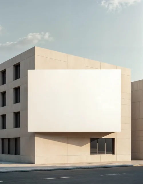 Modern Billboard Mockup on Beige Building - Urban Design