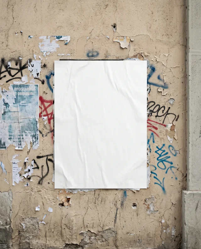Urban Wall Poster Mockup with Graffiti and Texture