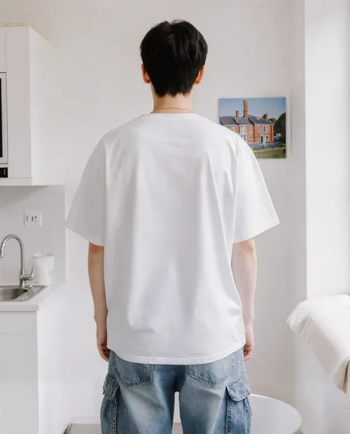 Stylish T-Shirt Mockup in Modern Kitchen Setting