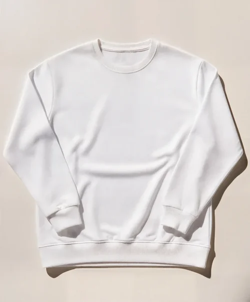 Elegant Mockup of a White Sweatshirt on Beige Background