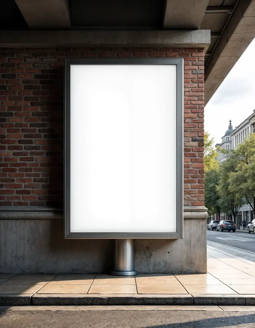 Urban Billboard Mockup: Realistic Bus Stop Advertisement