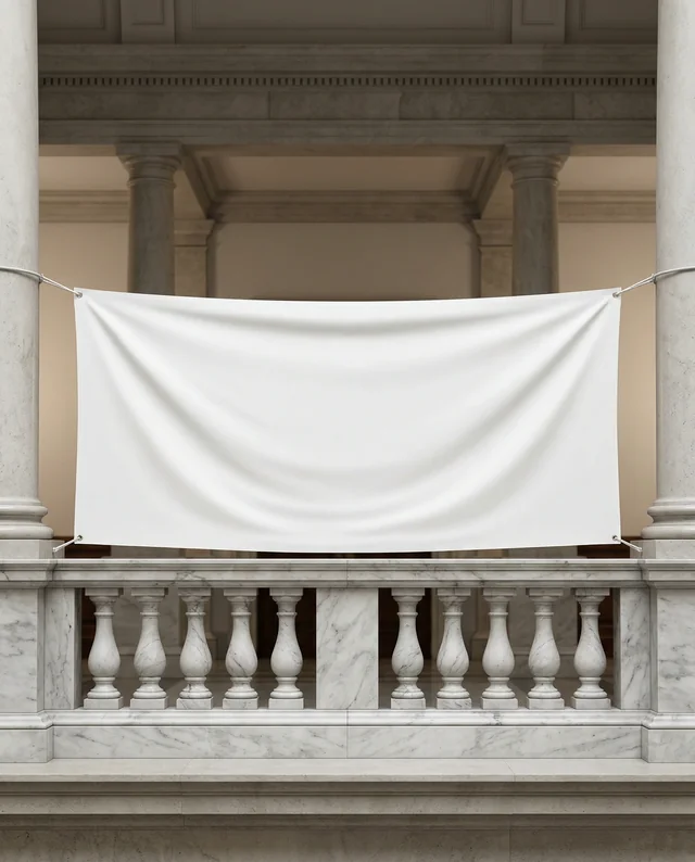 Elegant Interior Mockup with Billowing Banner Display