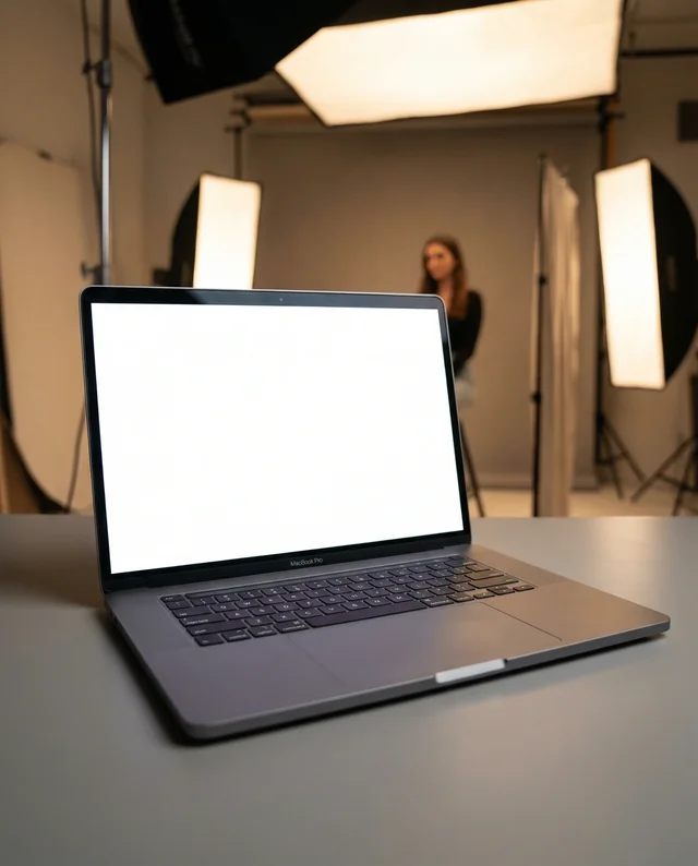 Modern MacBook Mockup on Minimalist Table