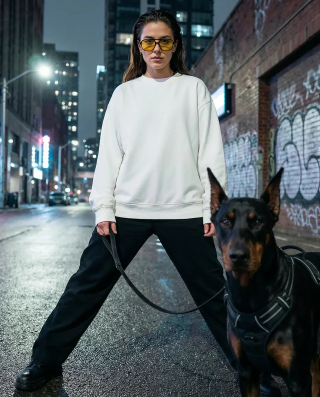 Urban Sweatshirt Mockup with Confident Woman