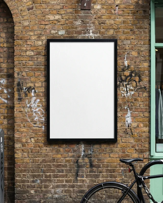 Urban Street Scene Mockup with Empty Poster Display