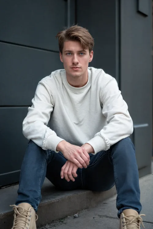 Stylish Mockup of Casual Sweatshirt on Young Man