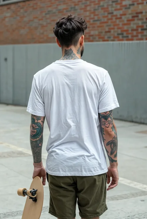 Casual T-Shirt Mockup with Skateboard Style