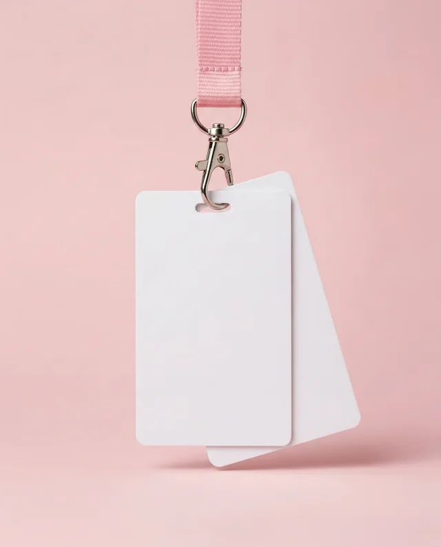 Elegant Blank ID Card Mockup with Pink Lanyard Display