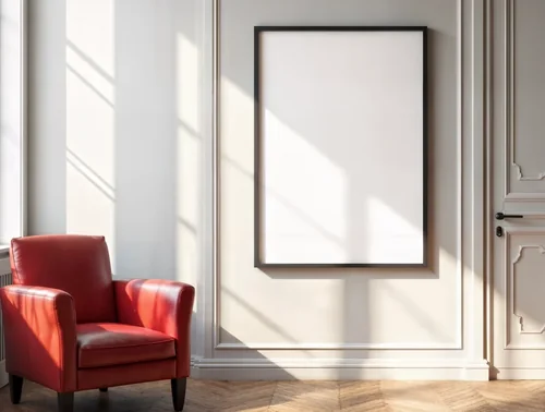 Serene Mockup Poster with Vibrant Red and Soft Background