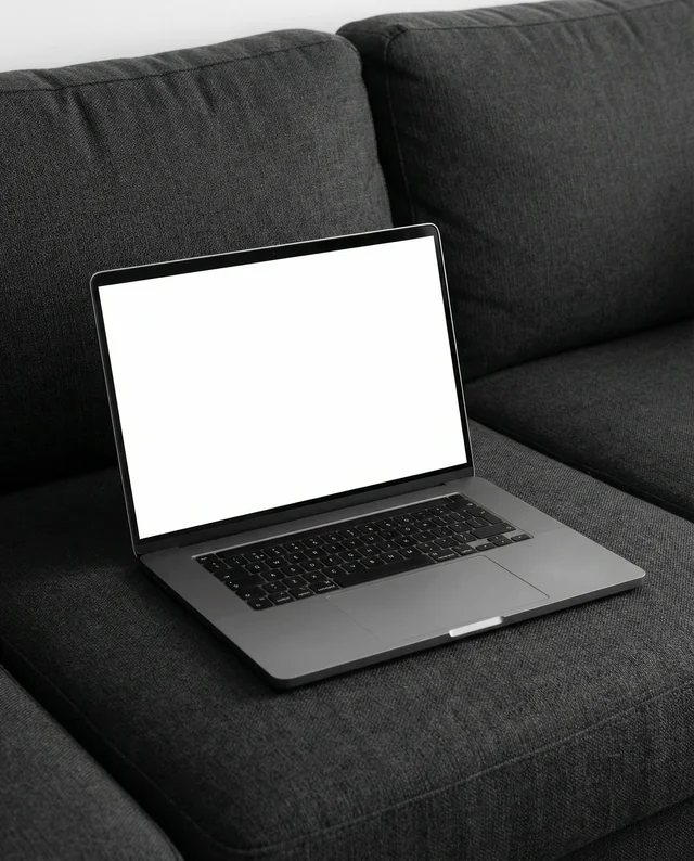 Modern MacBook Mockup in Cozy Living Space