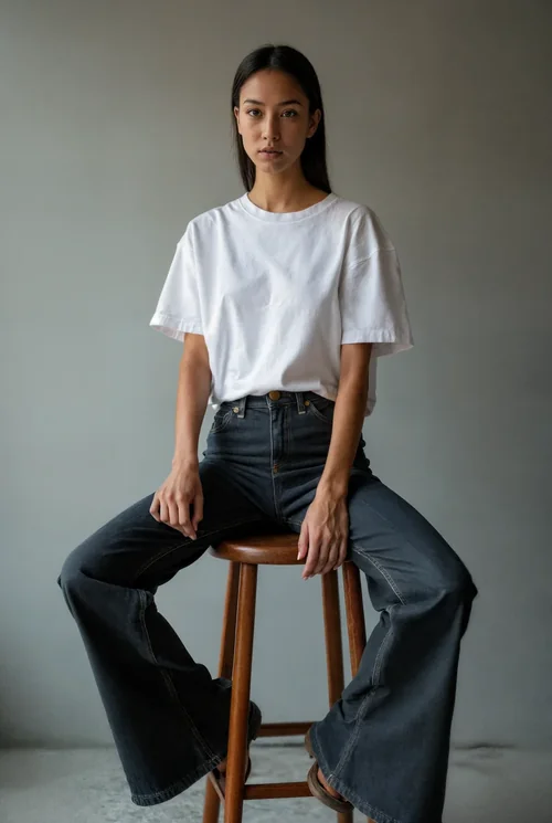 Elegant T-Shirt Mockup with Soft Gray Background and Colors