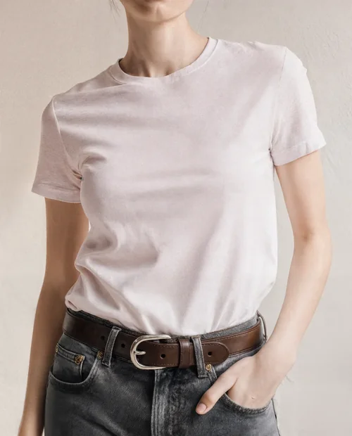 Stylish T-Shirt Mockup Against Soft Textured Wall