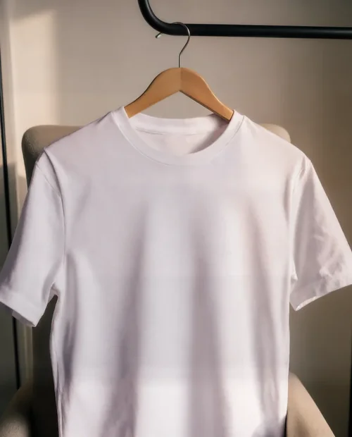 Elegant T-Shirt Mockup on Wooden Hanger