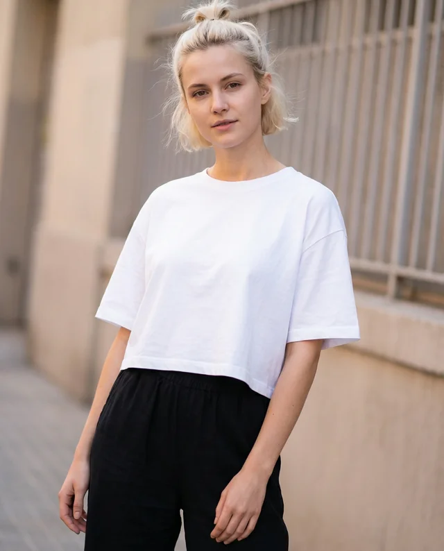 Urban Mockup of a Confident Woman in Crop Top Style