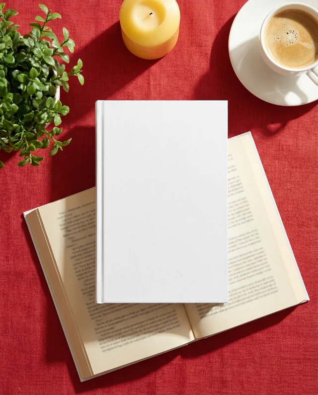 Cozy Mockup of a Book with Nature and Coffee