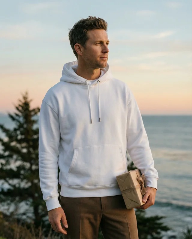 Stunning Hoodie Mockup on a Coastal Sunset Cliff