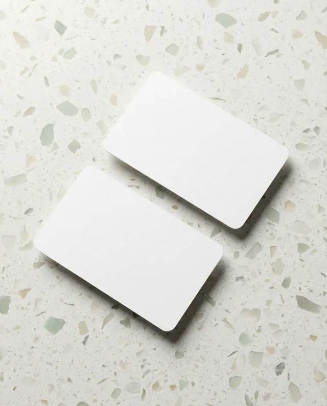 Elegant Business Card Mockup on Terrazzo Surface