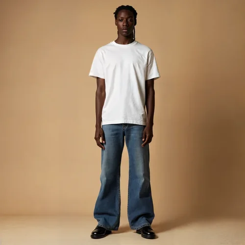 Mockup of T-Shirt Against Soft Beige Background and Colors