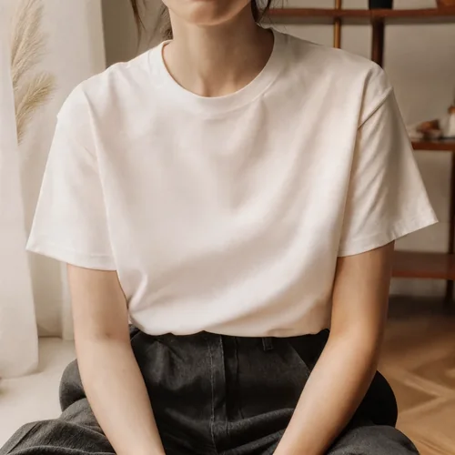 Cozy T-Shirt Mockup in a Modern Indoor Setting