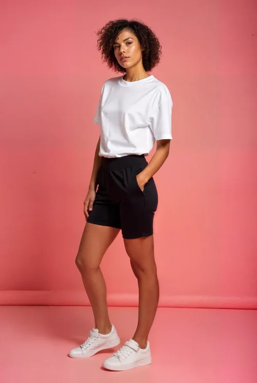 Mockup of T-Shirt Against Soft Pink Background with Style