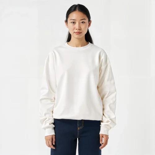 Stylish Mockup of Young Woman in Oversized Sweatshirt