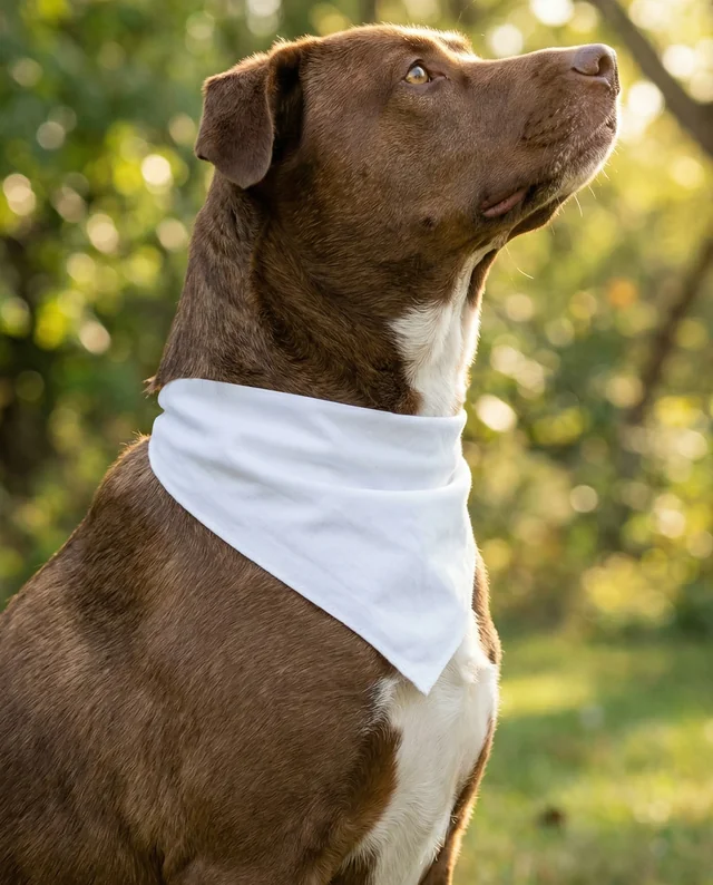 Charming Dog Mockup in White Bandana in Nature Setting