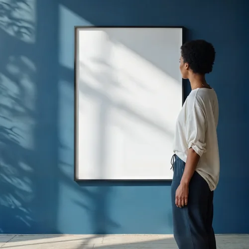 Modern Mockup Poster with Deep Blue Background and Colors