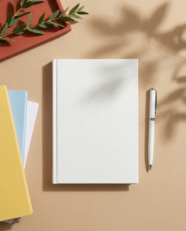 Minimalist Mockup of a Cozy Book Workspace Scene