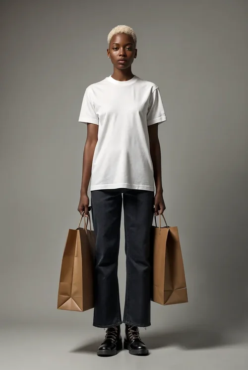 Stylish Mockup T-Shirt Design with Model in Fashion Shoot