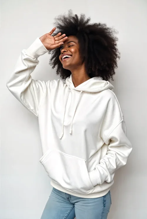 Joyful Hoodie Mockup with Light Background and Soft Colors