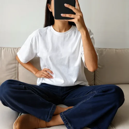 Mockup of T-Shirt with Soft Background and Colors