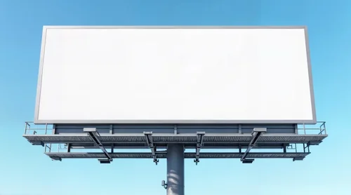 Vibrant Billboard Mockup Against Clear Blue Sky