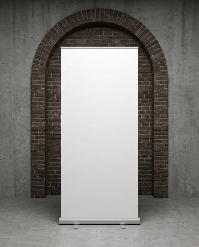 Minimalist Interior with Banner in Rustic Brick Archway