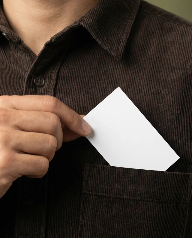 Elegant Mockup of a Business Card in a Corduroy Pocket