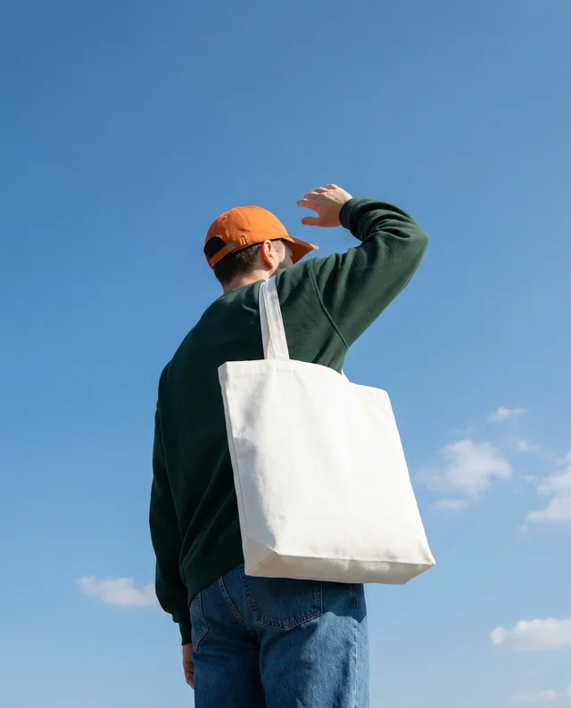 Stylish Mockup of a Tote Bag in Outdoor Setting